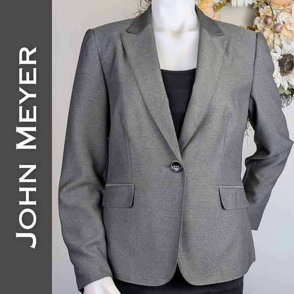 John Meyer Collection Blazer 10 Gray Check Notched Lapel Classic Preppy Career - Picture 2 of 12